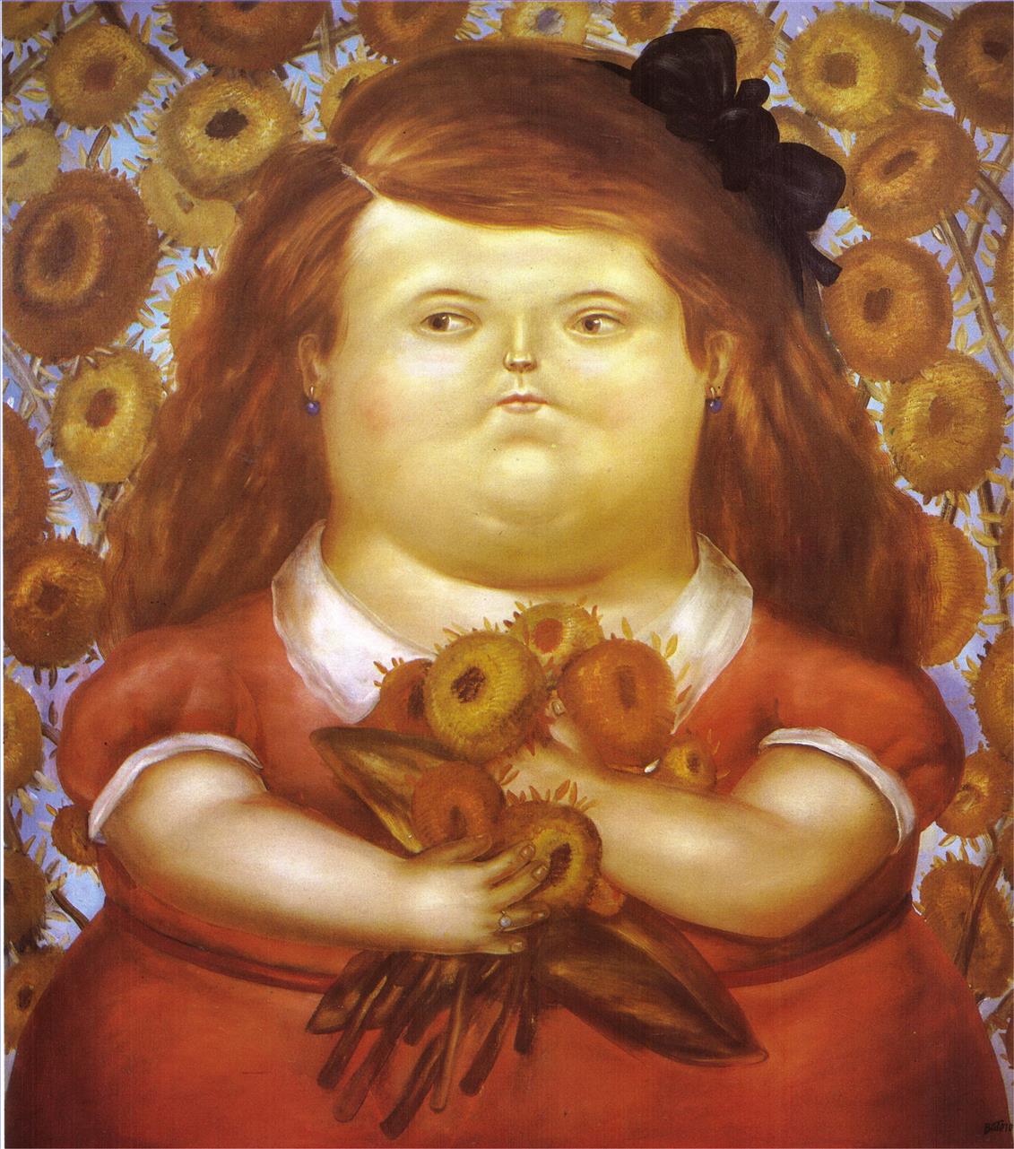 Frau mit Blumen Fernando Botero Ölgemälde